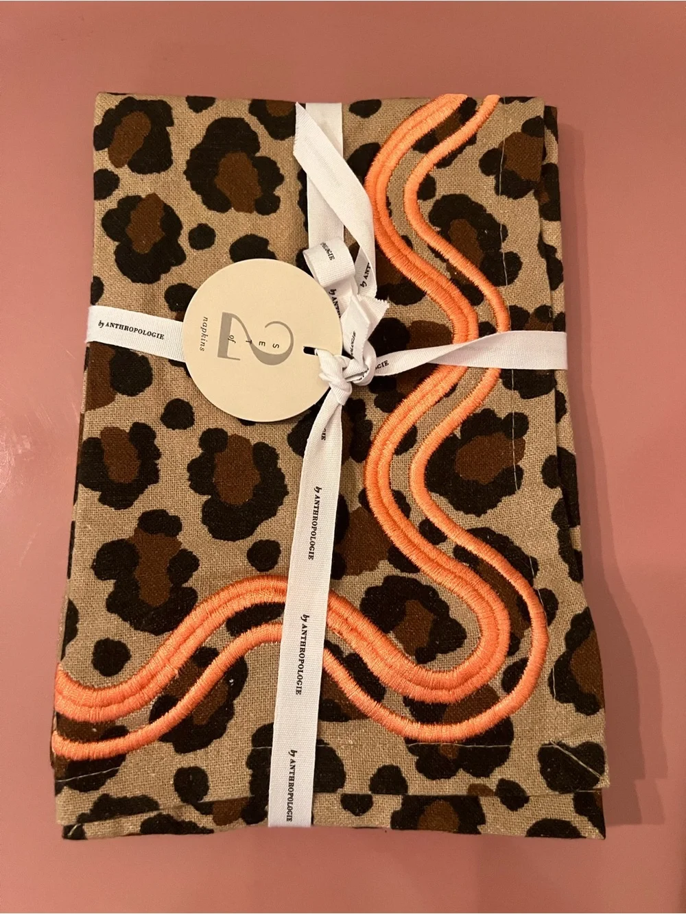 Anthropologie Madeline Napkins, Set of 2, Animal Print